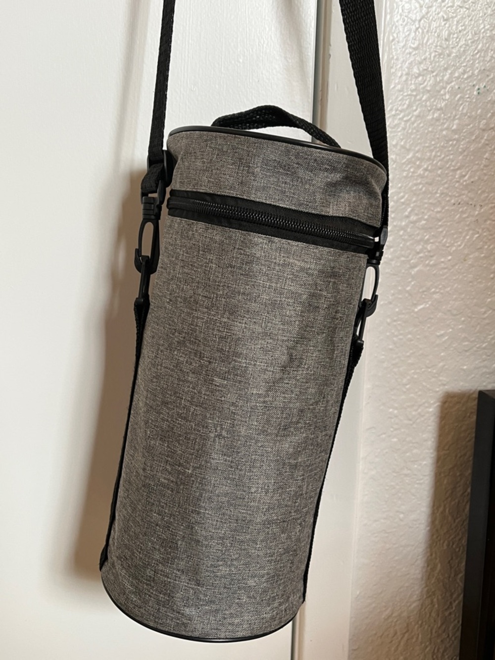 Gray Cylinder Crossbody Food Container Bag - Camping/Travel Sling